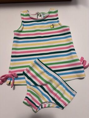 Masters Striped Baby dress & Bloomer Set